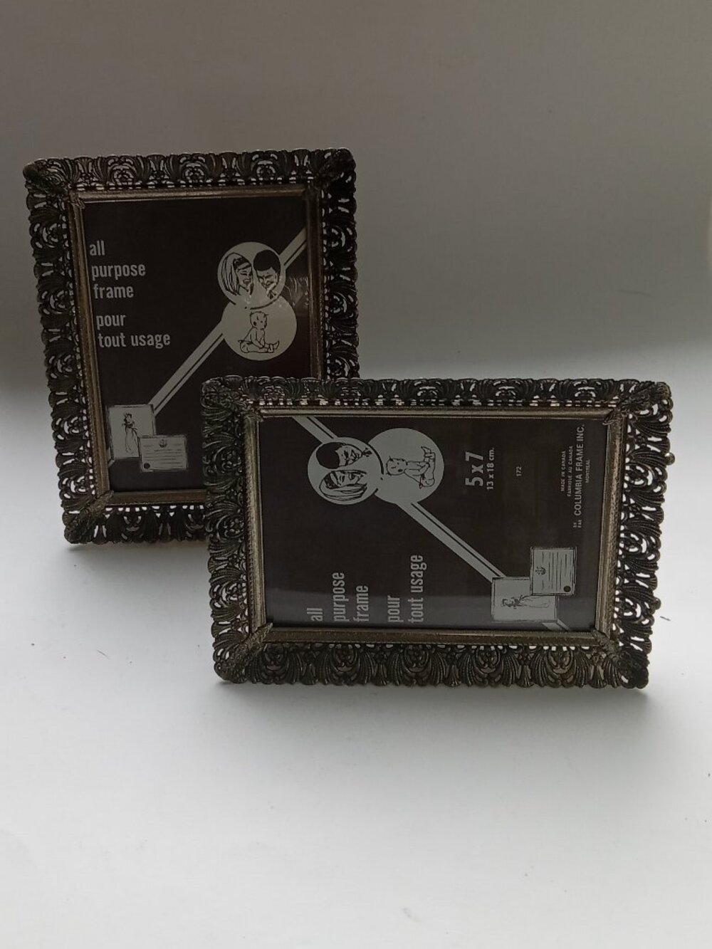 VTG Hollywood Regency Ornate Gold Metal Picture Frames Set of 2